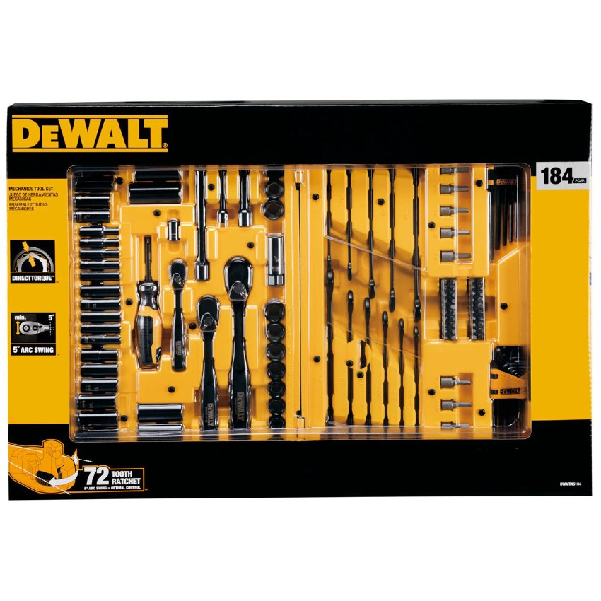 Dewalt Pipenøkkelsett Black Chrome 184-deler