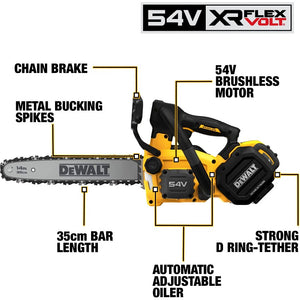 Dewalt 54V XR Kjedesag Topphåndtak 35cm DCMCST635N