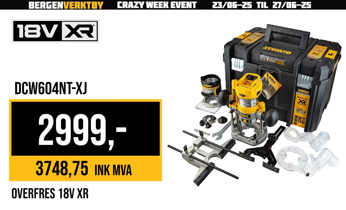 18V XR Overfres m/dykkenhet DCW604NT