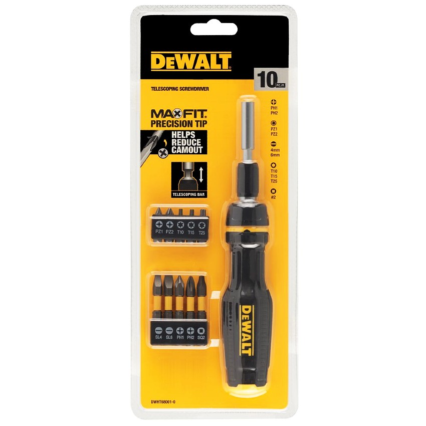 Dewalt MAX FIT Teleskopisk Multibits-Skrutrekkersett 10-deler DWHT68001-0