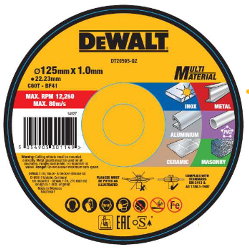 Dewalt Kappeskive Multi Material 125x1.0mm DT20595